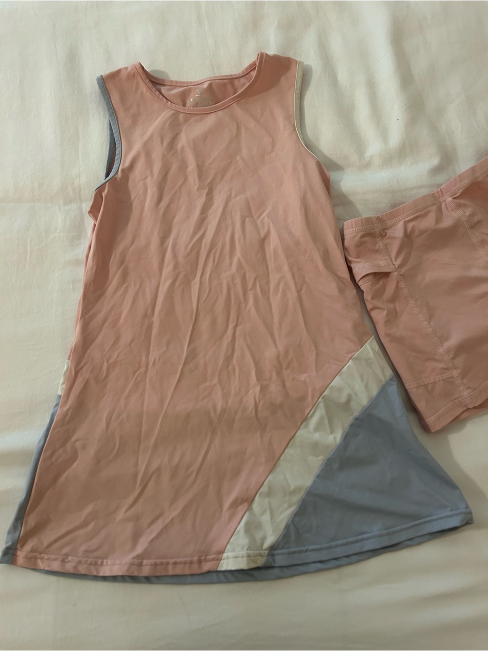Women's Pink Colorblock Active wear  Dress and Shorts Set